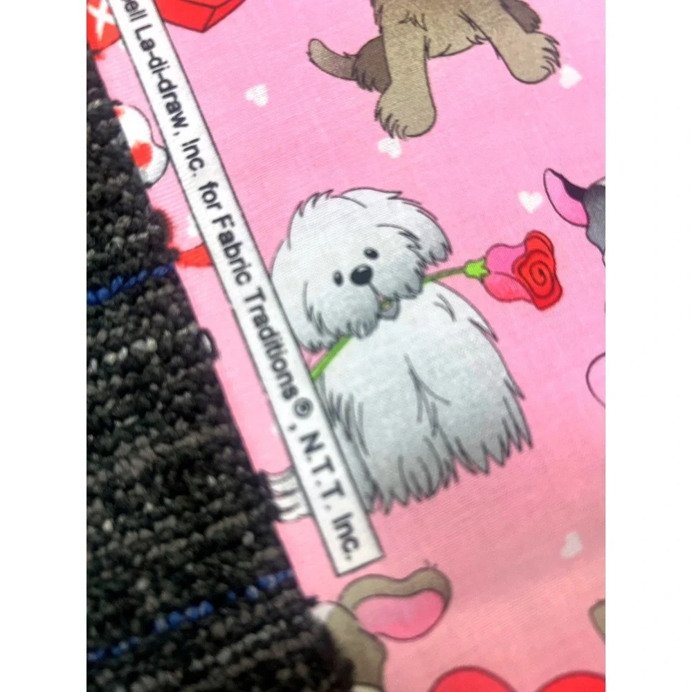 Vtg Patty Reed Dog Valentine Fabric Pet Pink 43